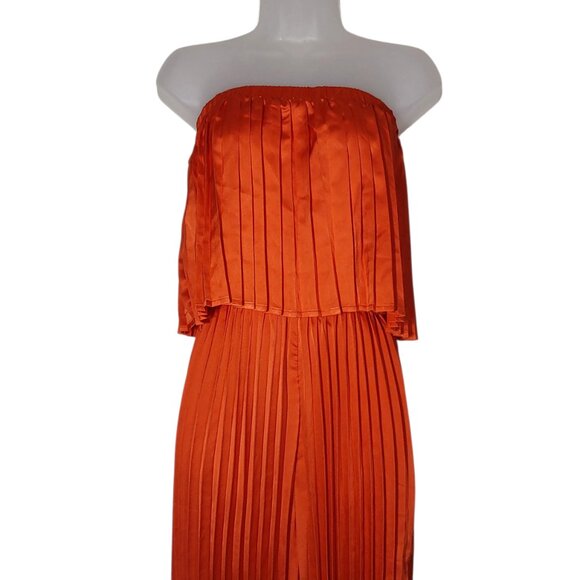 NWT Flying Tomato My Red Tomato Woven Jumpsuit Pleated Strapless Wide-Leg Small - Picture 4 of 10